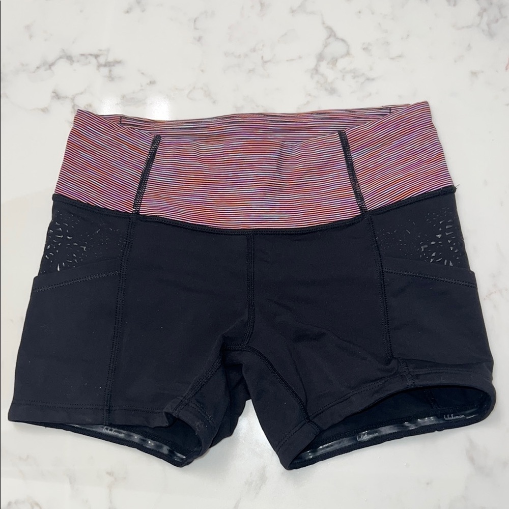 Lululemon Athletica Athletic Shorts Black and Pink Performance Fit